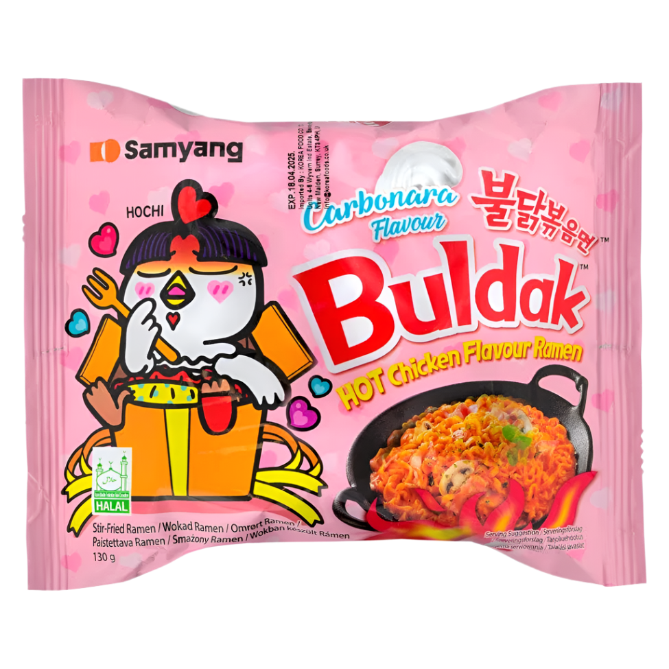 Buldak Carbanara Flavoured Hot Chicken Ramen Noodles Single pack