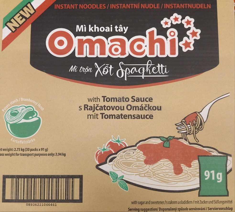 Omachi Instant Noodles With Tomato Sauce Box 30 Packs x 91g