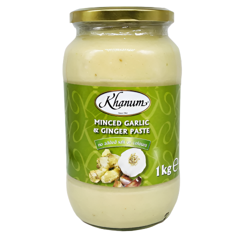 Jar of K'hanum minced garlic and ginger paste