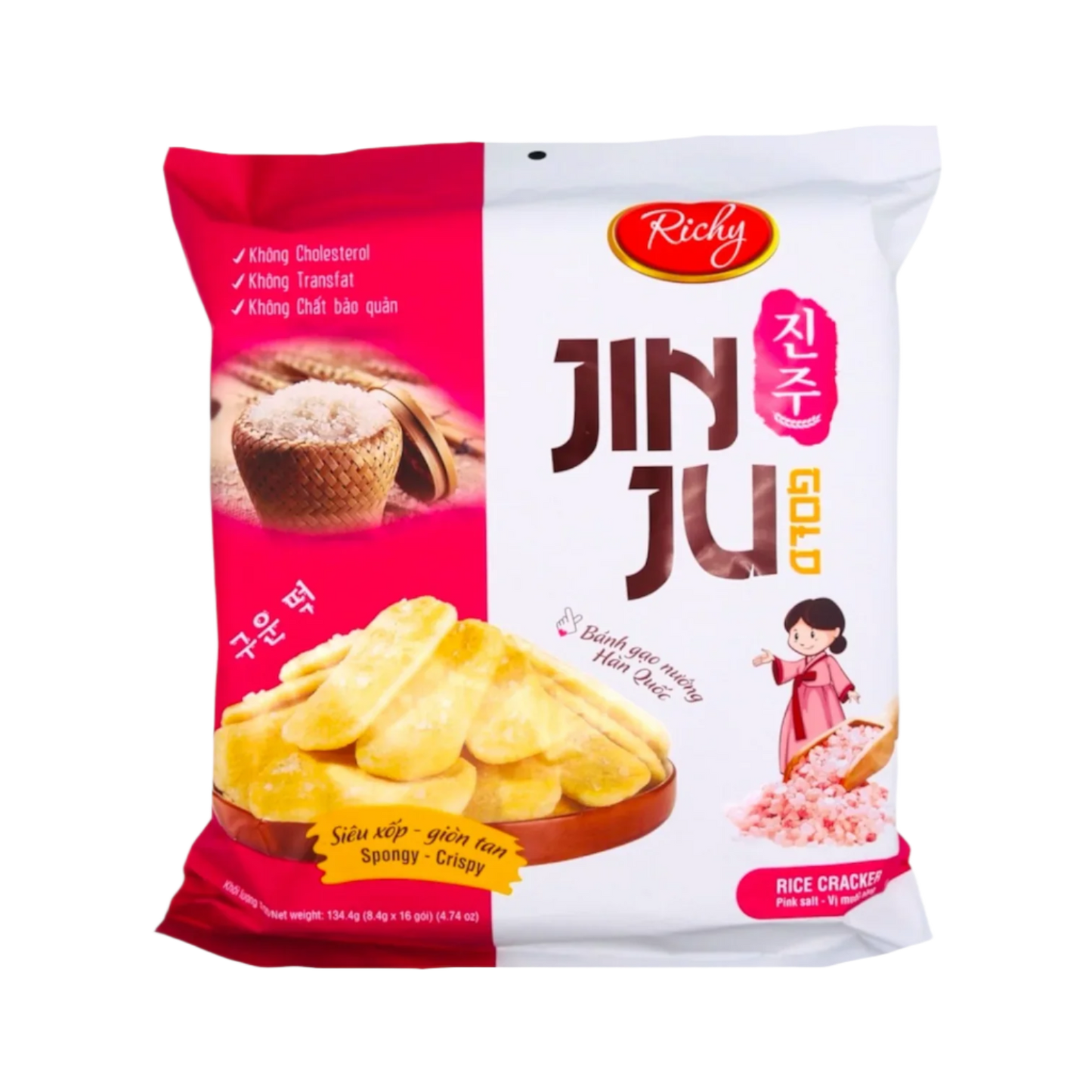 Richy Jinju Pink Salt Rice Cracker 134.4g