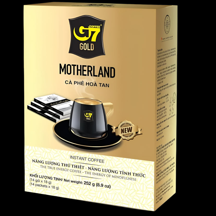 G7 Gold Motherland instant coffee packaging on a white background