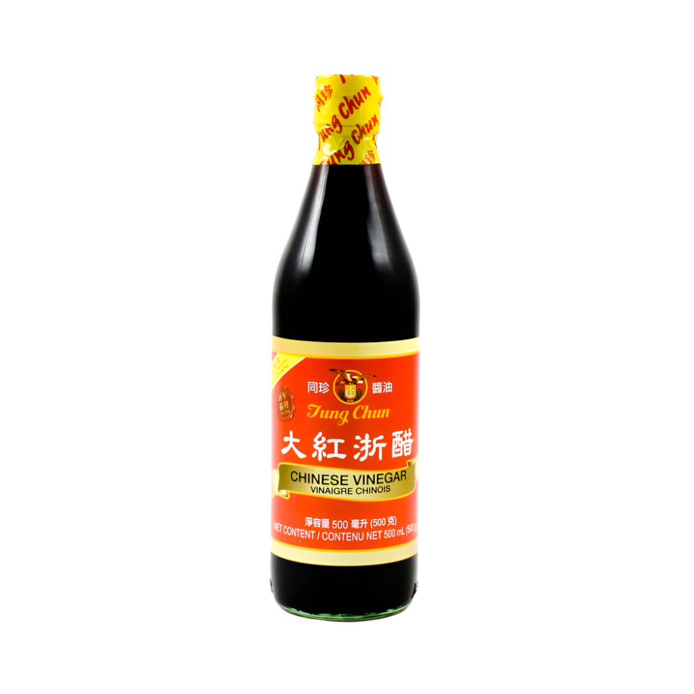 Bottle of Dung Chun Chinese Vinegar on a white background