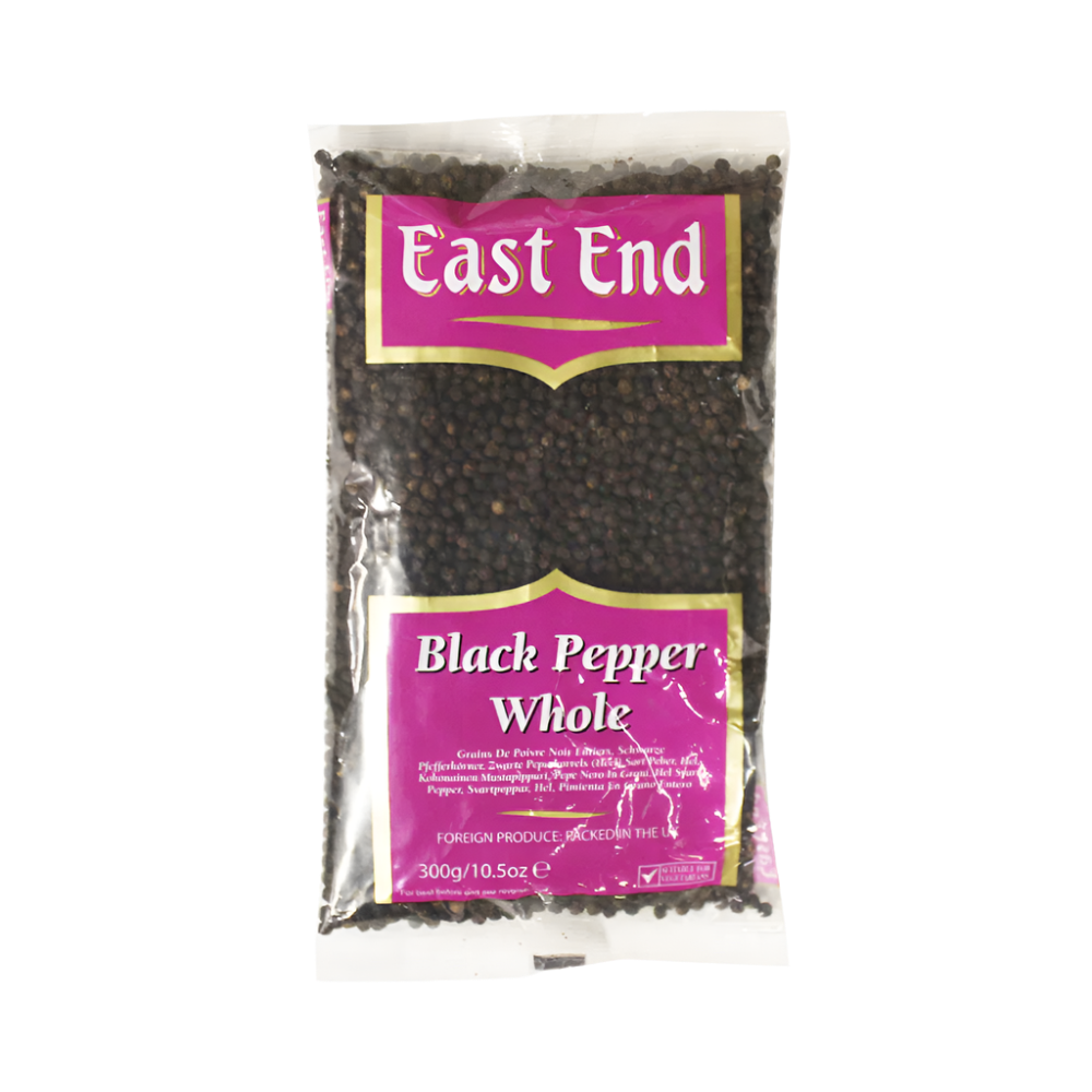 Pack of East End Black Pepper Whole on a 300g
