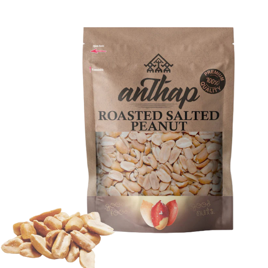Experience the pure and natural flavor of Anthap Salted Blanched Peanuts, crafted with simplicity and quality in mind. These peanuts are dry roasted without oil, ensuring a clean, guilt-free crunch with every bite. Lightly seasoned with rock salt, they deliver an irresistible taste while maintaining their wholesome, natural goodness.

Gluten-free, vegan, and keto-friendly.
Lightly salted with natural rock salt for a balanced flavor.
Packed in a resealable bag to keep them fresh and crunchy.
Free from oils, 
