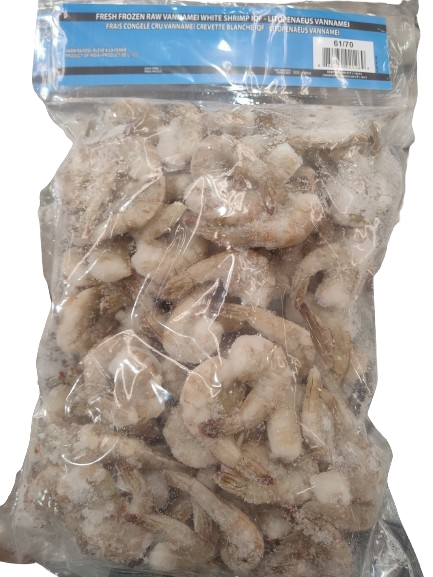 21 / 25 Raw Vannamei IQF Rail On  Shrimp