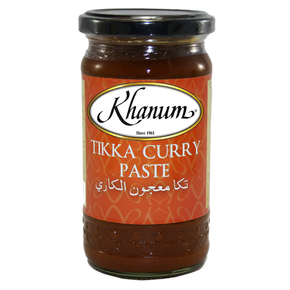 Jar of Khanum Tikka Curry Paste on a white background