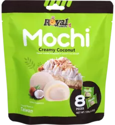 Green package of Royal Mochi Creamy Coconut mochi 