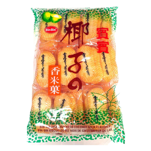 Packaged snacks with Bin Bin branding on a white background