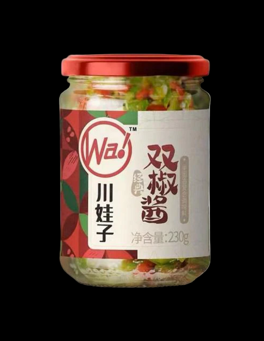 ChuanWaZi Roasted Green And Red Chilli Sauce 230g