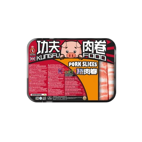 Packaged pork slices with Kungfu Food branding 