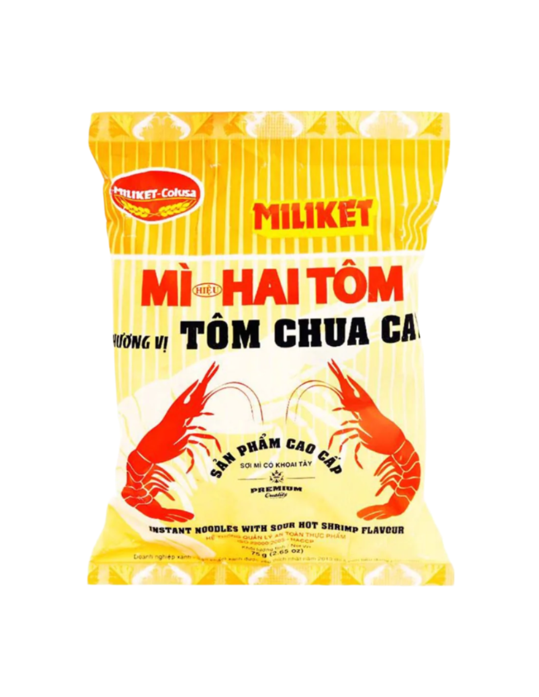 miliket premium instant noodles with sour hot shrimp flavour-75g