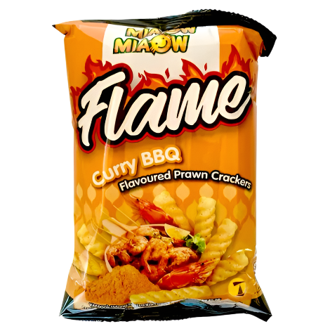 Miow Miow Flame Crry BBQ Prawn Crackers 50g