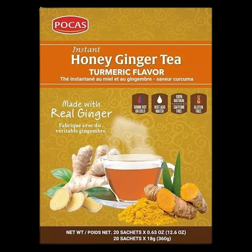 Pocas Instant Honey Ginger Tea Tumeric Flavour 20 Sachets x 18g