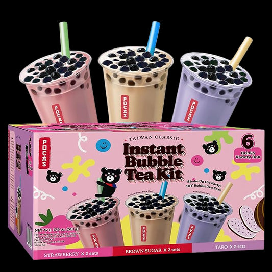Pocas Instant Bubble Tea Kit Variety Pack of 6