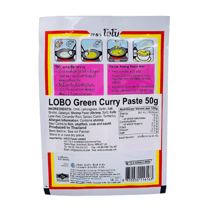 THAI GREEN CURRY PASTE 50G - The Tasty Wok