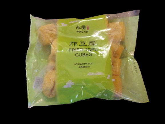 wing in fried tofu cubes
